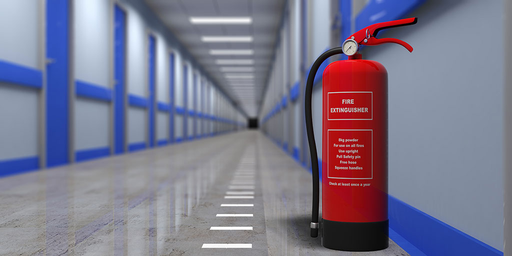 Fire extinguisher on a wall
